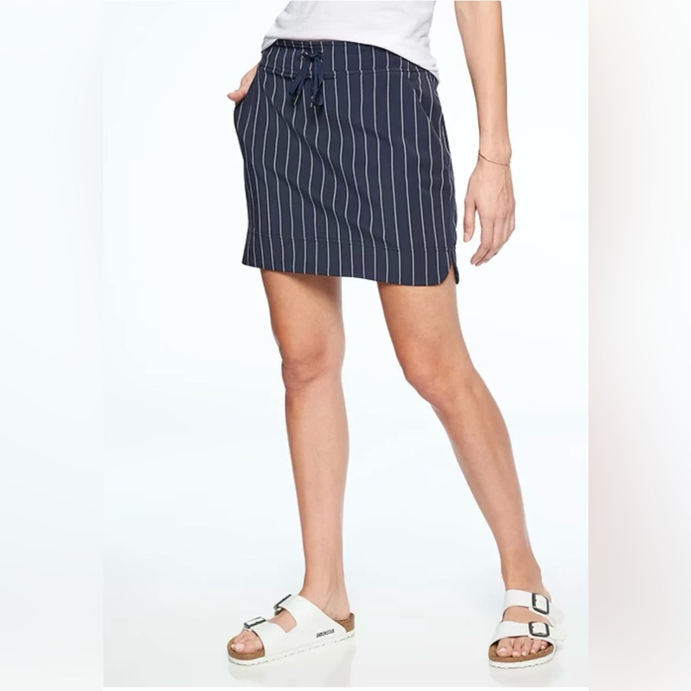 Athleta Midtown Skort Navy‎ Blue Striped Tennis Golf Athletic Size:12